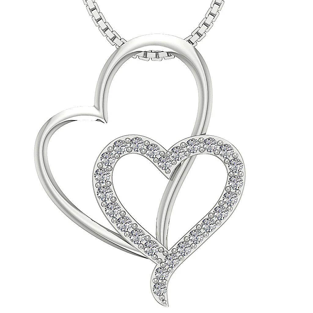 The Ezequiel Fancy Heart Pendant For Her Round Cut Diamond Pave Set 14K Solid Gold