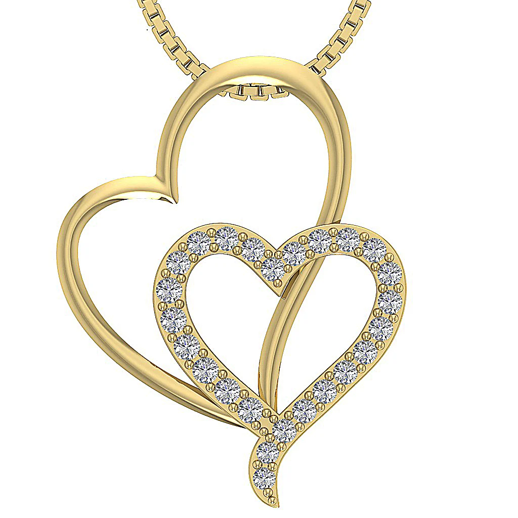 The Ezequiel Fancy Heart Pendant For Her Round Cut Diamond Pave Set 14K Solid Gold - Image 2