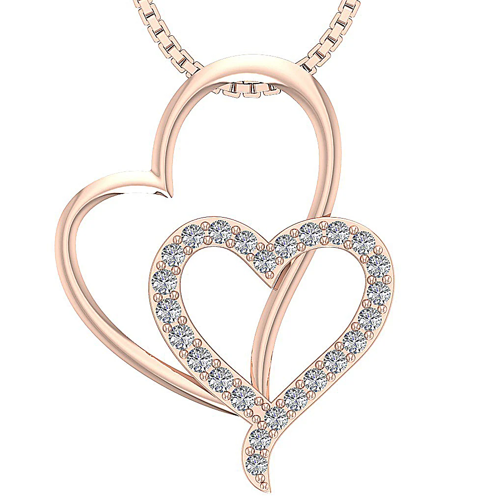 The Ezequiel Fancy Heart Pendant For Her Round Cut Diamond Pave Set 14K Solid Gold - Image 3