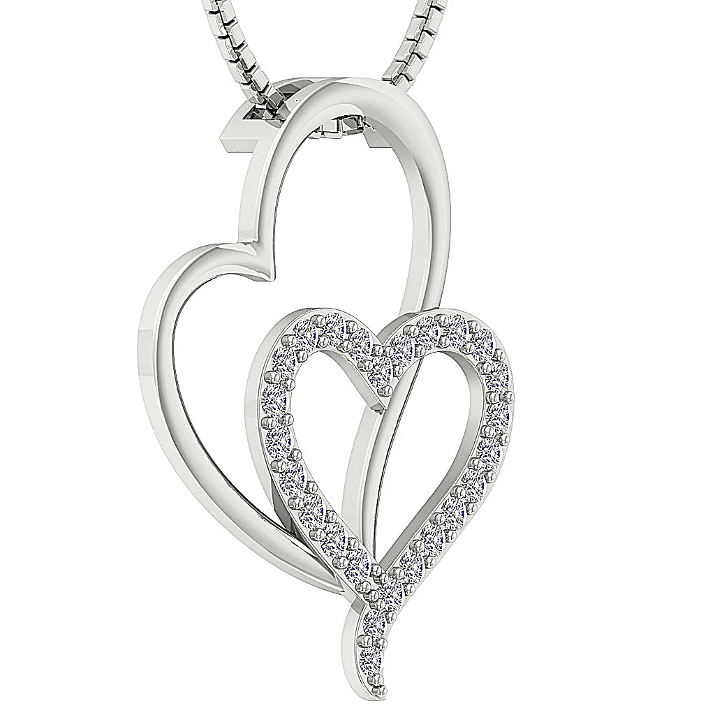 The Ezequiel Fancy Heart Pendant For Her Round Cut Diamond Pave Set 14K Solid Gold - Image 4