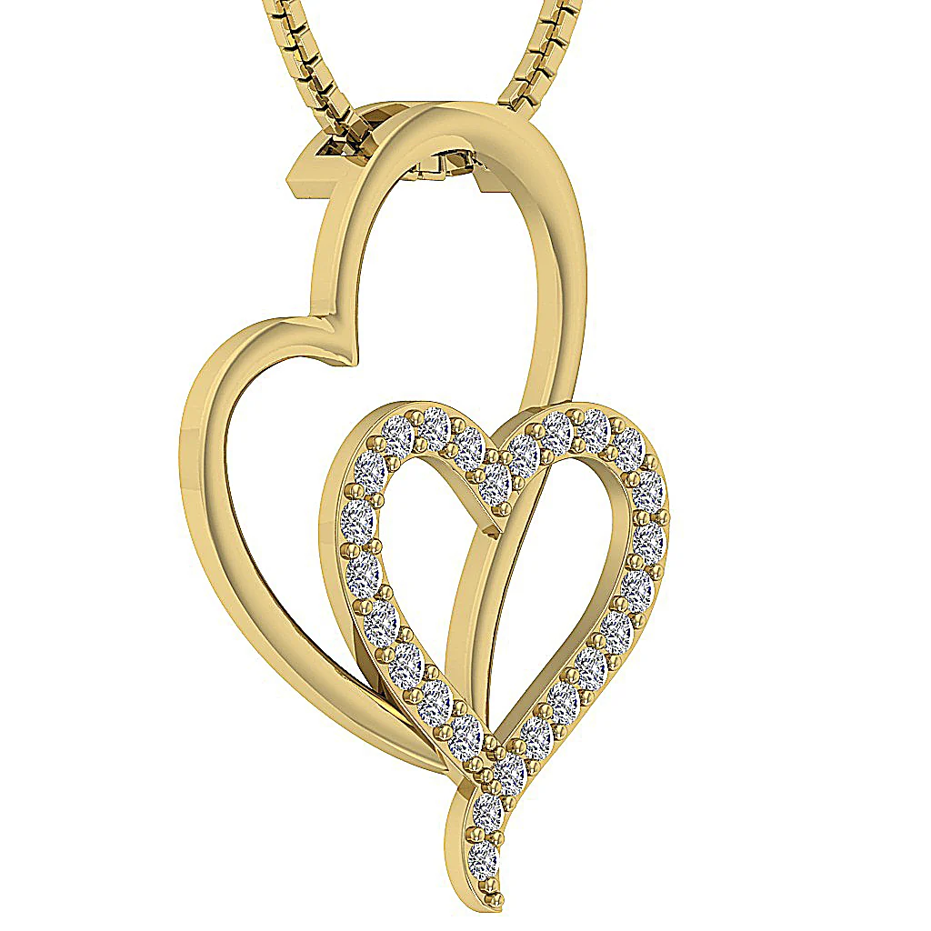 The Ezequiel Fancy Heart Pendant For Her Round Cut Diamond Pave Set 14K Solid Gold - Image 5