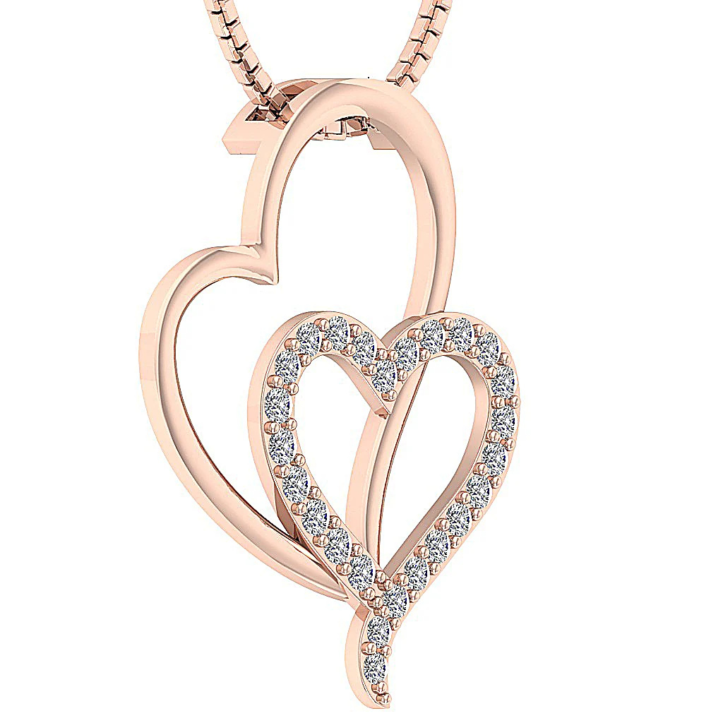 The Ezequiel Fancy Heart Pendant For Her Round Cut Diamond Pave Set 14K Solid Gold - Image 6