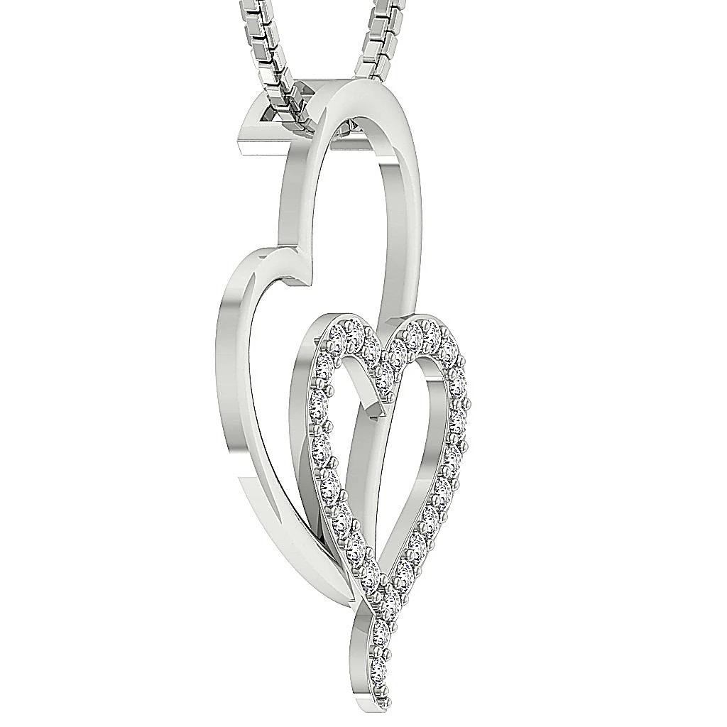 The Ezequiel Fancy Heart Pendant For Her Round Cut Diamond Pave Set 14K Solid Gold - Image 7
