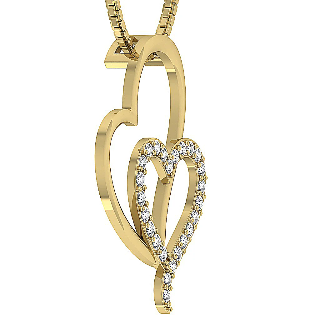 The Ezequiel Fancy Heart Pendant For Her Round Cut Diamond Pave Set 14K Solid Gold - Image 8