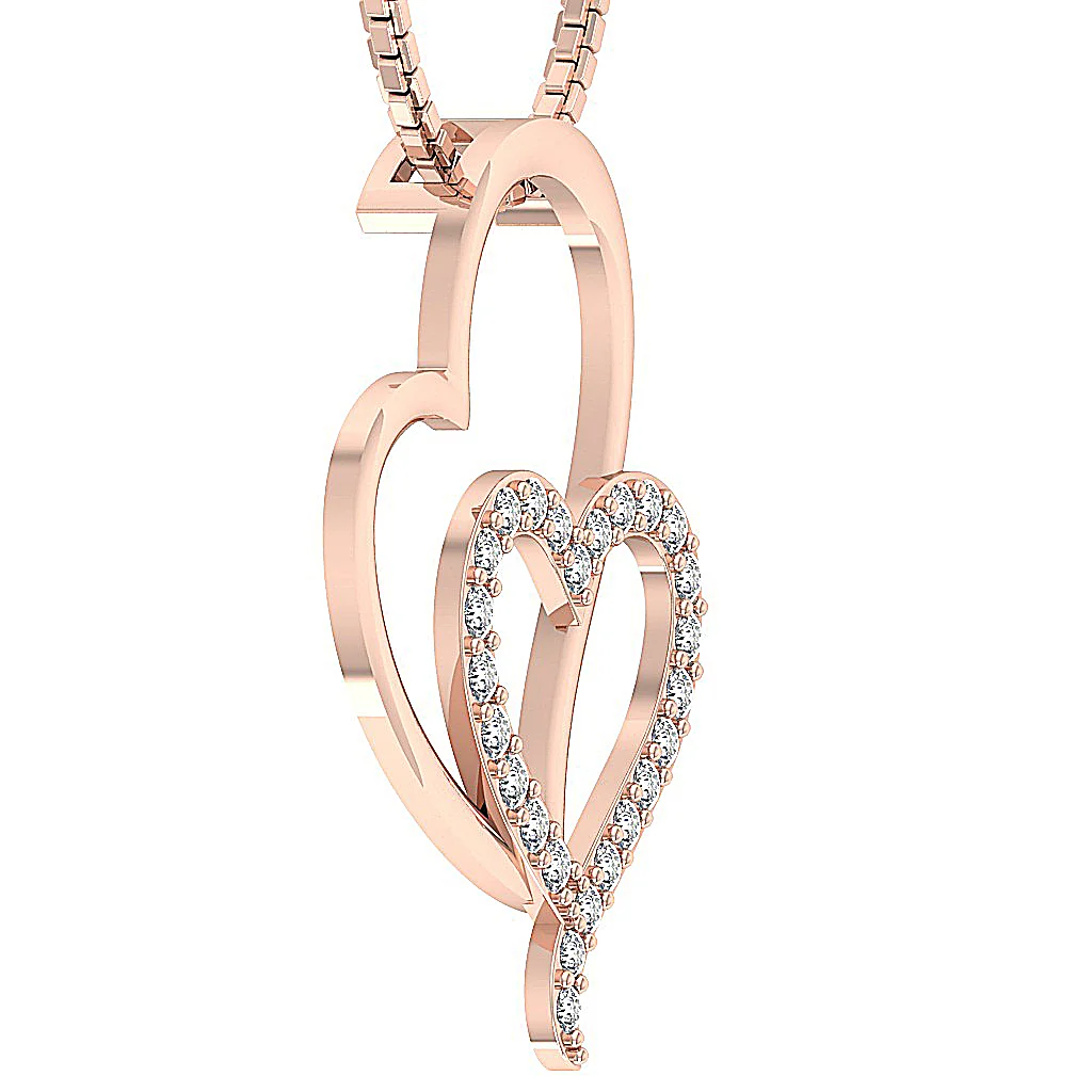 The Ezequiel Fancy Heart Pendant For Her Round Cut Diamond Pave Set 14K Solid Gold - Image 9