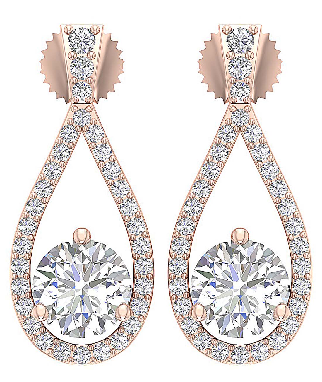 The Ezra For Women Dangle Earring Solitaire Natural Diamond Screw Back 14K White Gold - Image 3