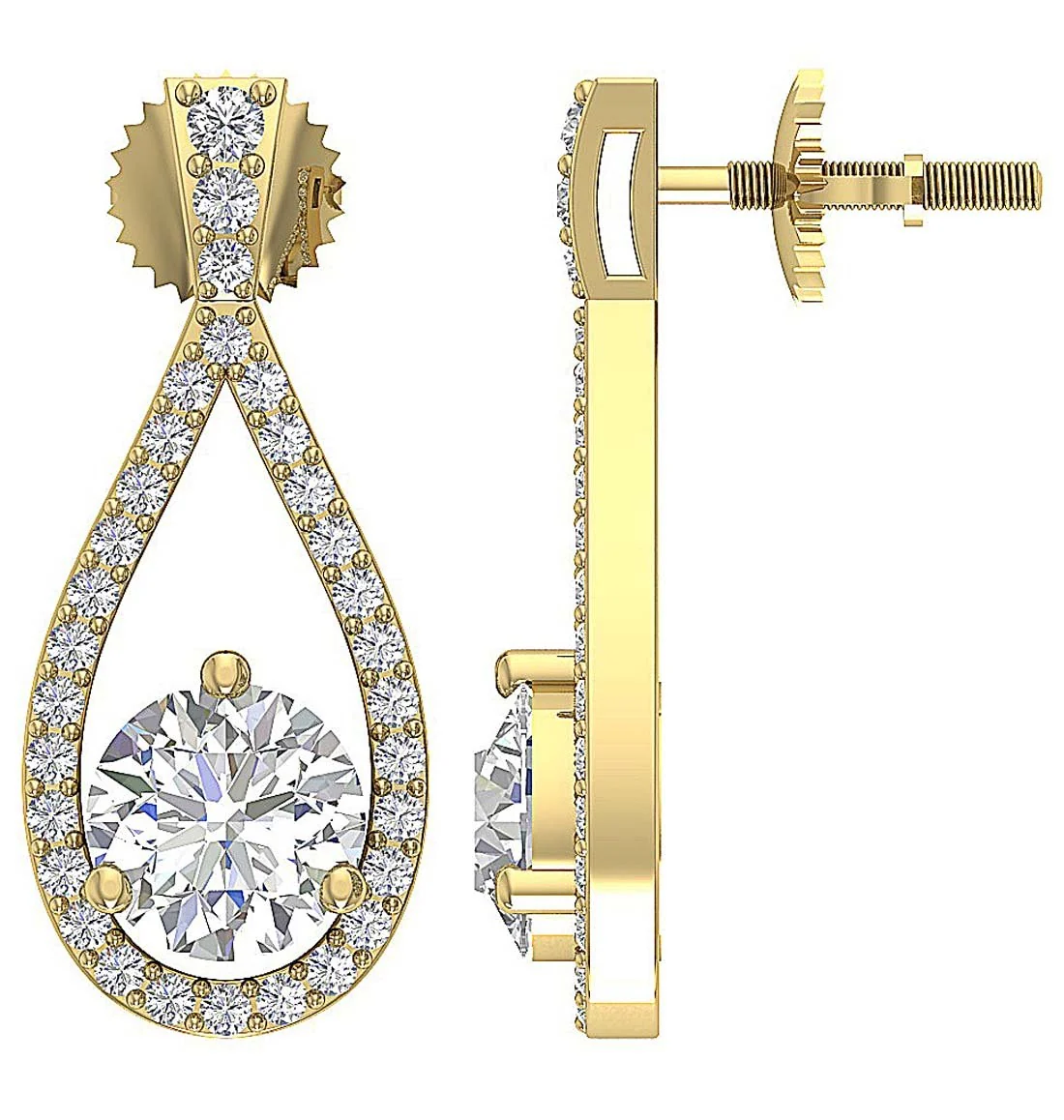 The Ezra For Women Dangle Earring Solitaire Natural Diamond Screw Back 14K White Gold - Image 7
