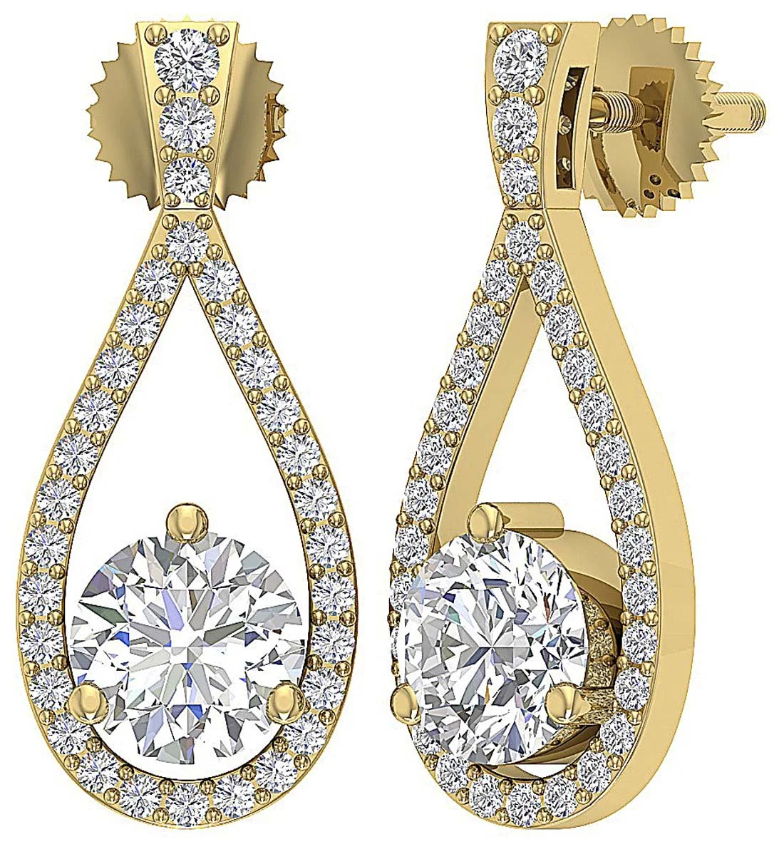 The Ezra For Women Dangle Earring Solitaire Natural Diamond Screw Back 14K White Gold - Image 9