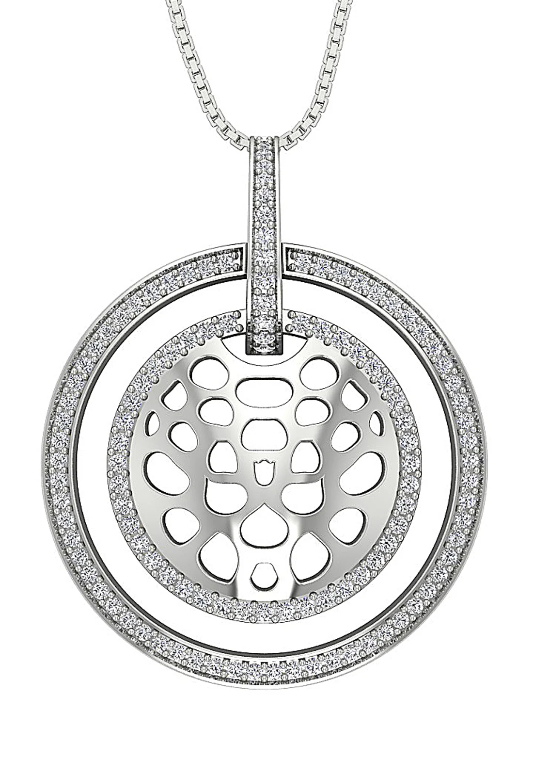 The Ezra 14k Solid Gold Round Cut Diamond Designer Circle Pendant For Women