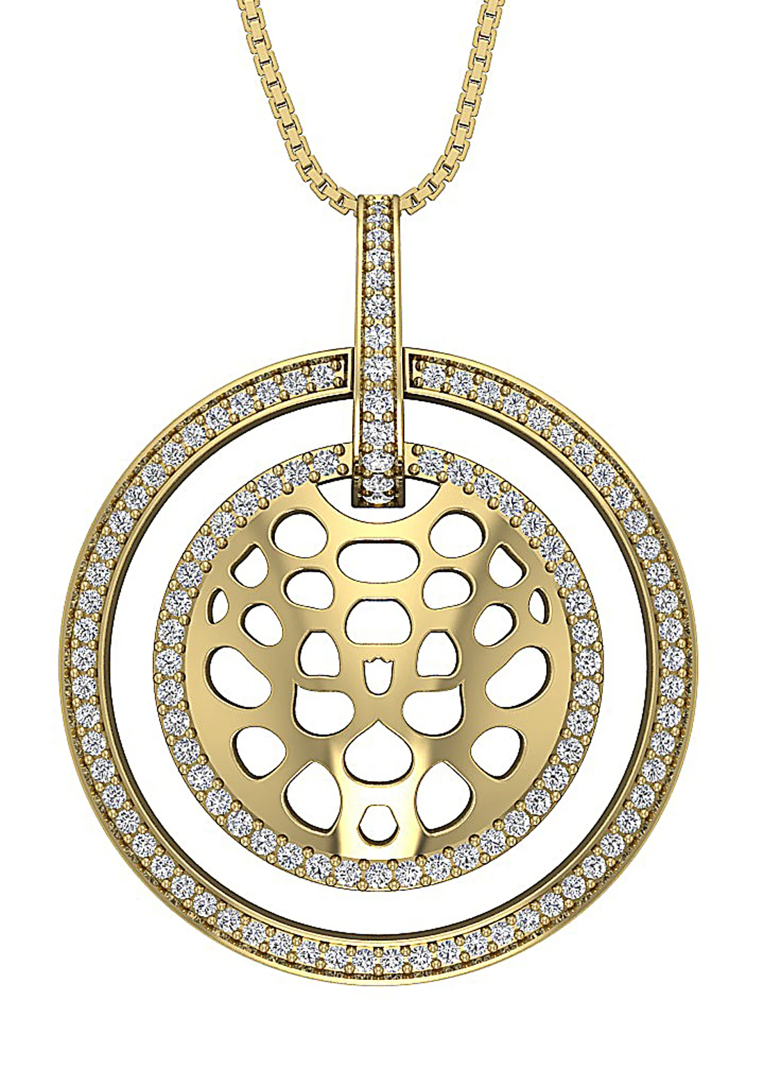 The Ezra 14k Solid Gold Round Cut Diamond Designer Circle Pendant For Women - Image 2