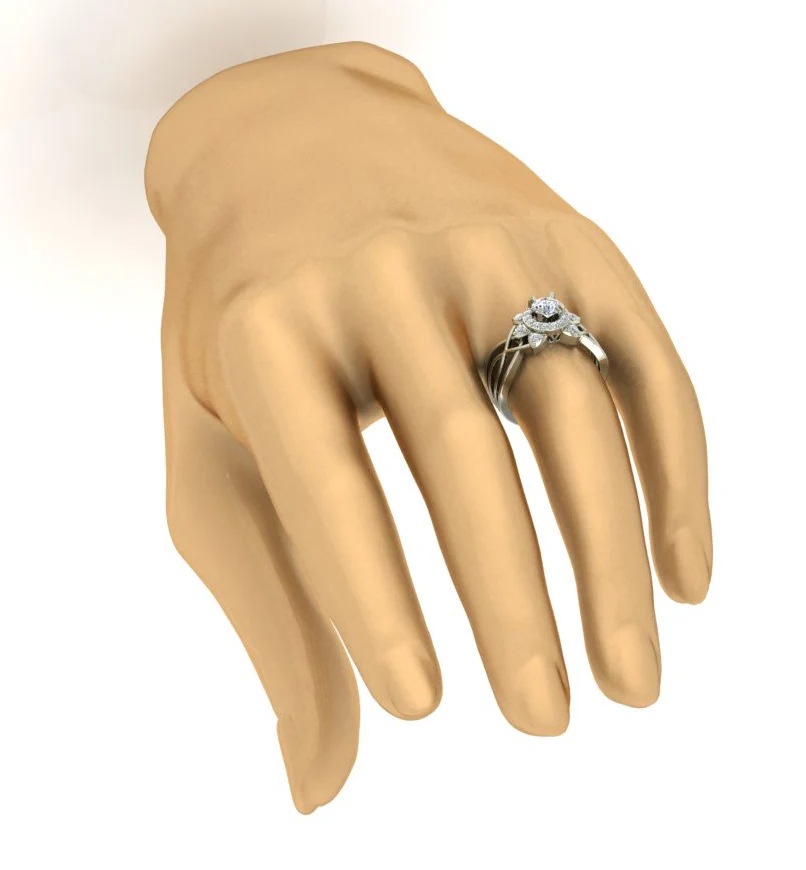 The Fabian 14k Solid Gold Natural Diamond Designer Halo Solitaire Engagement Ring - Image 10