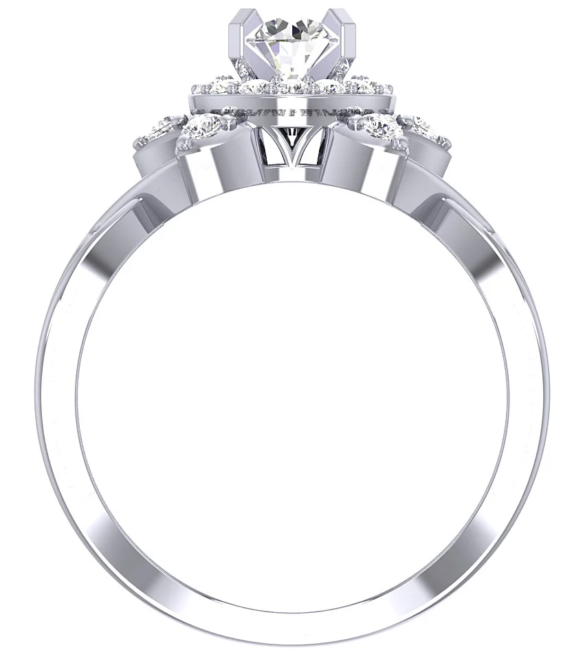 The Fabian 14k Solid Gold Natural Diamond Designer Halo Solitaire Engagement Ring - Image 5