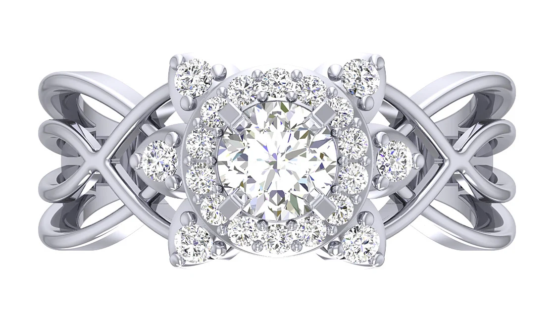 The Fabian 14k Solid Gold Natural Diamond Designer Halo Solitaire Engagement Ring - Image 7