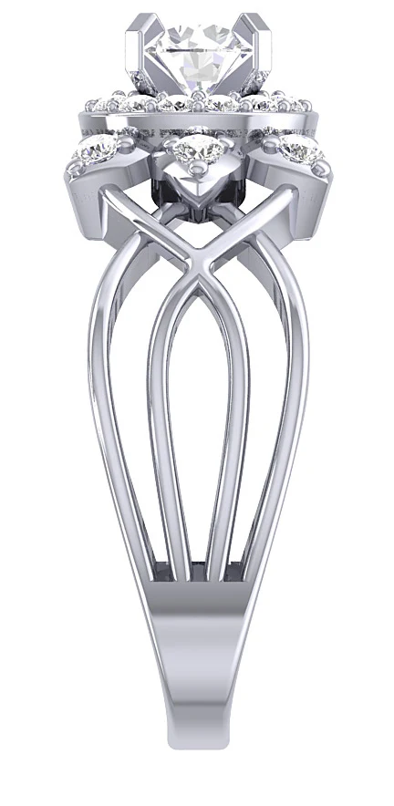 The Fabian 14k Solid Gold Natural Diamond Designer Halo Solitaire Engagement Ring - Image 8