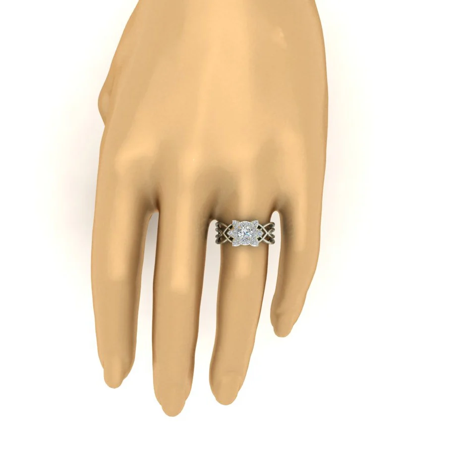 The Fabian 14k Solid Gold Natural Diamond Designer Halo Solitaire Engagement Ring - Image 9