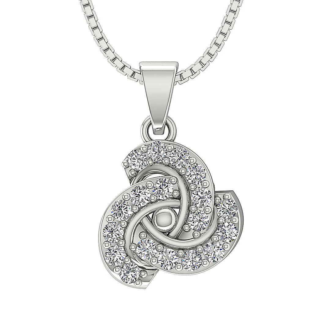 The Fernando Genuine Diamond Knot Fashion Pendant 14K White Gold Prong Set
