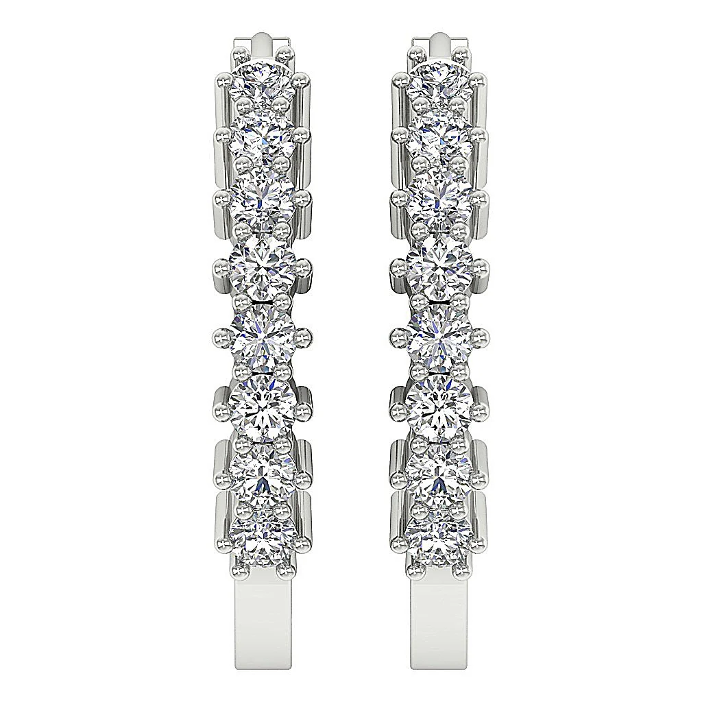 The Finley Classsic Prong Set Hoop Earring Genuine Diamond 14K Rose Gold - Image 4