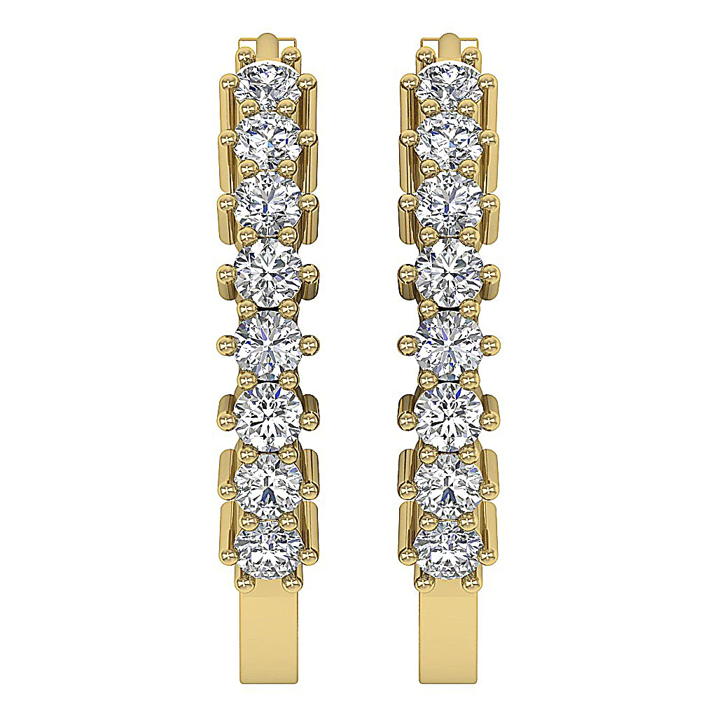 The Finley Classsic Prong Set Hoop Earring Genuine Diamond 14K Rose Gold - Image 5