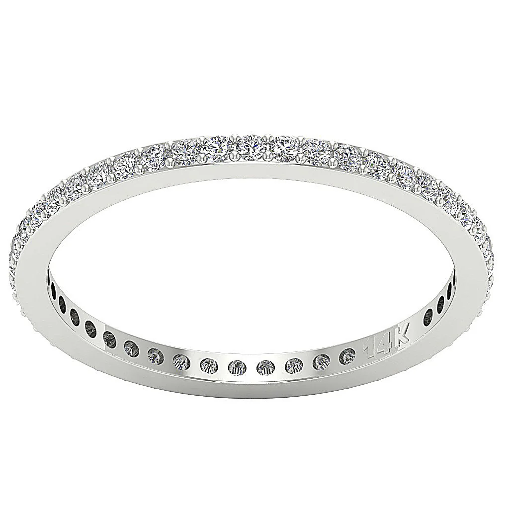 The Finley Stackable Eternity Anniversary Round Diamond Ring 14K Gold Band Prong Set