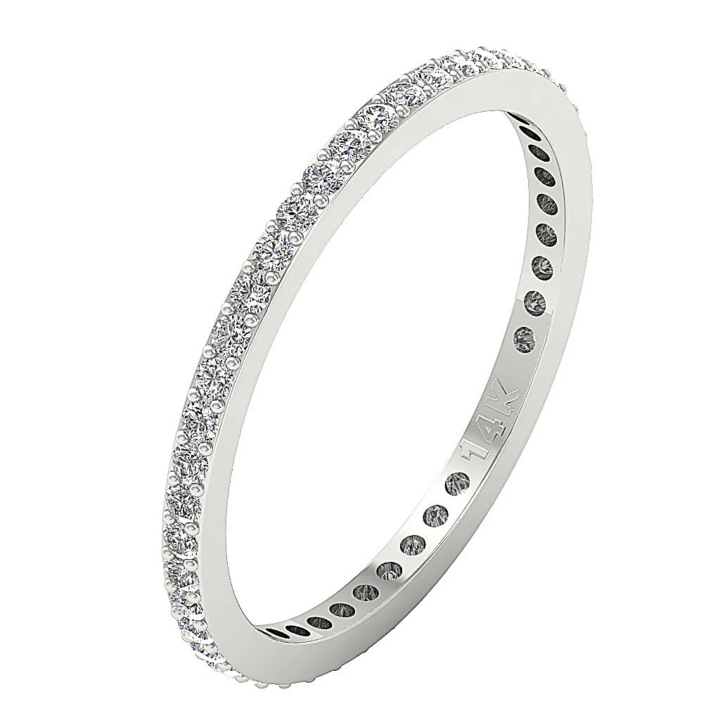 The Finley Stackable Eternity Anniversary Round Diamond Ring 14K Gold Band Prong Set - Image 2