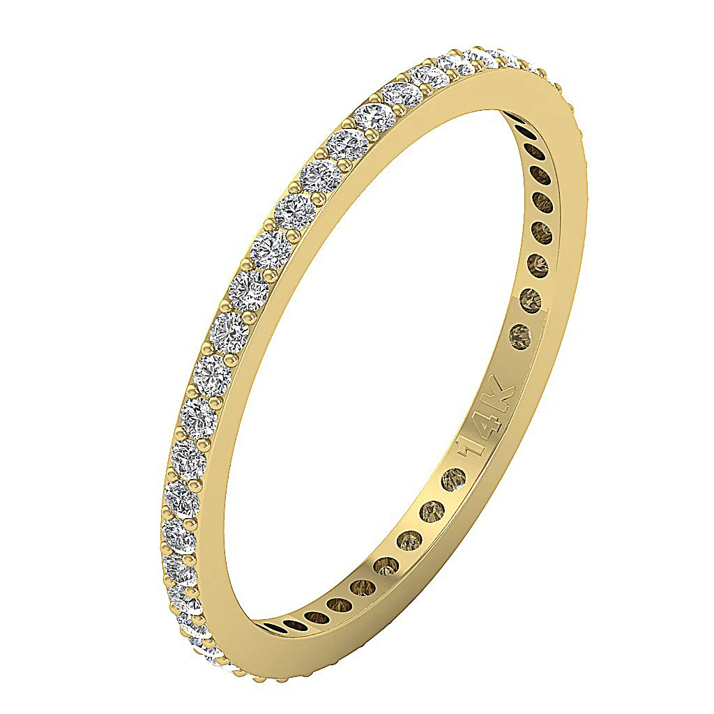 The Finley Stackable Eternity Anniversary Round Diamond Ring 14K Gold Band Prong Set - Image 3