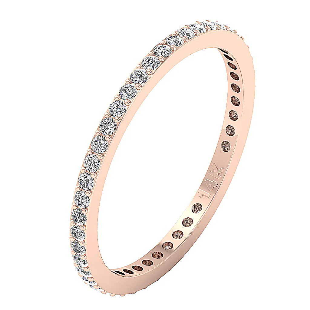 The Finley Stackable Eternity Anniversary Round Diamond Ring 14K Gold Band Prong Set - Image 4