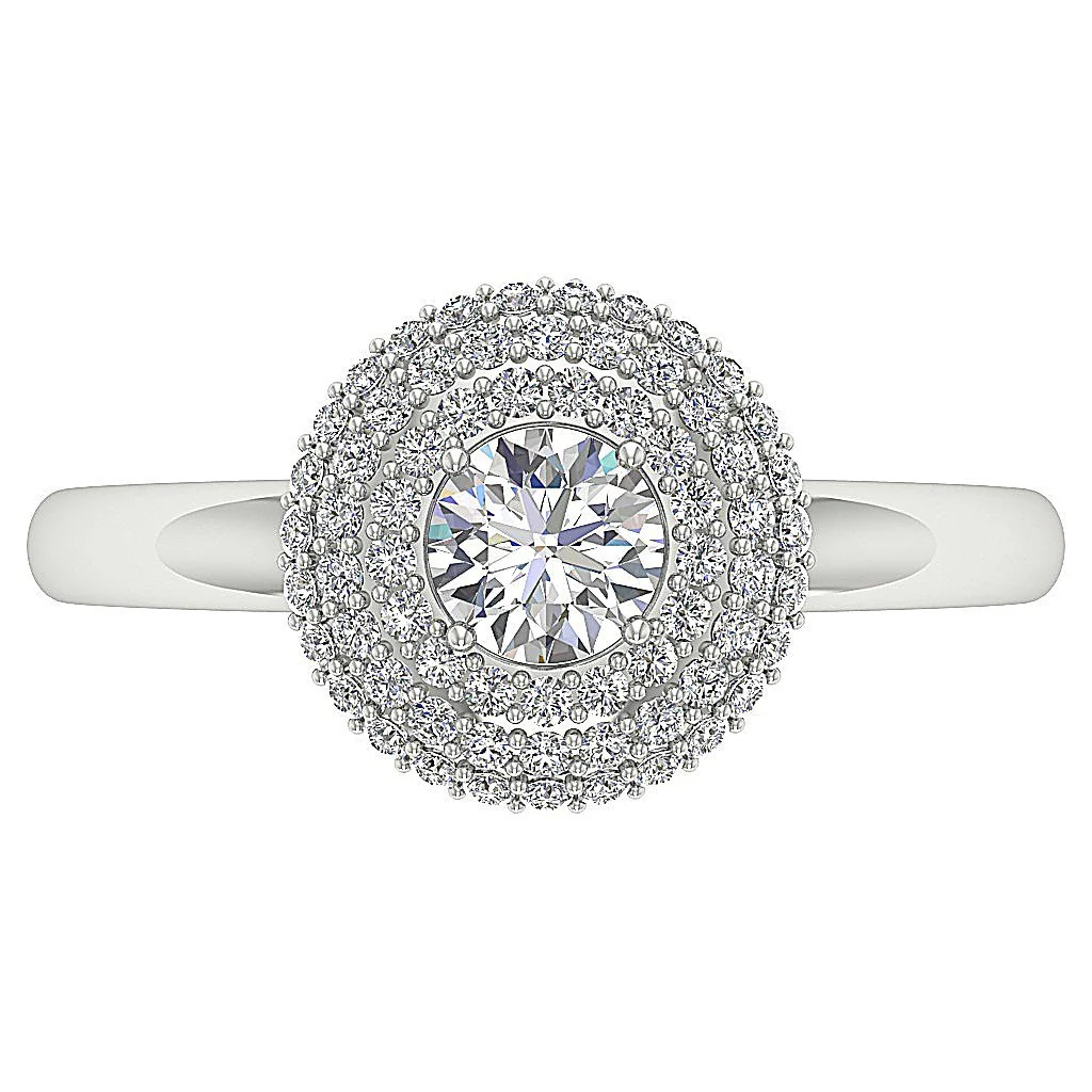 The Finnegan Gorgeous Tripal Halo Solitaire Engagement Ring Round Diamond 14K Gold - Image 4