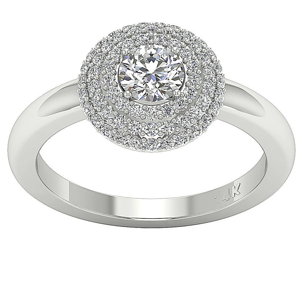 The Finnegan Gorgeous Tripal Halo Solitaire Engagement Ring Round Diamond 14K Gold - Image 6