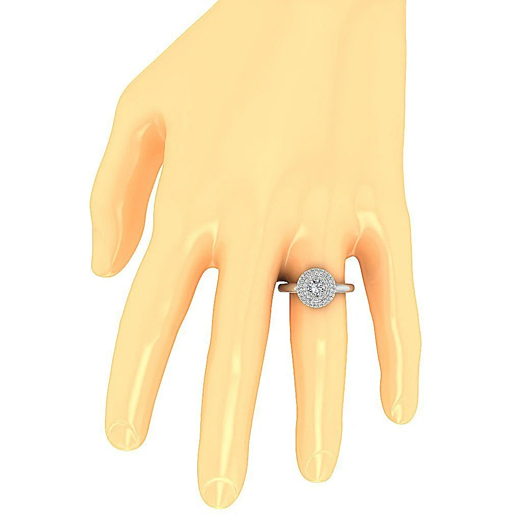 The Finnegan Gorgeous Tripal Halo Solitaire Engagement Ring Round Diamond 14K Gold - Image 7