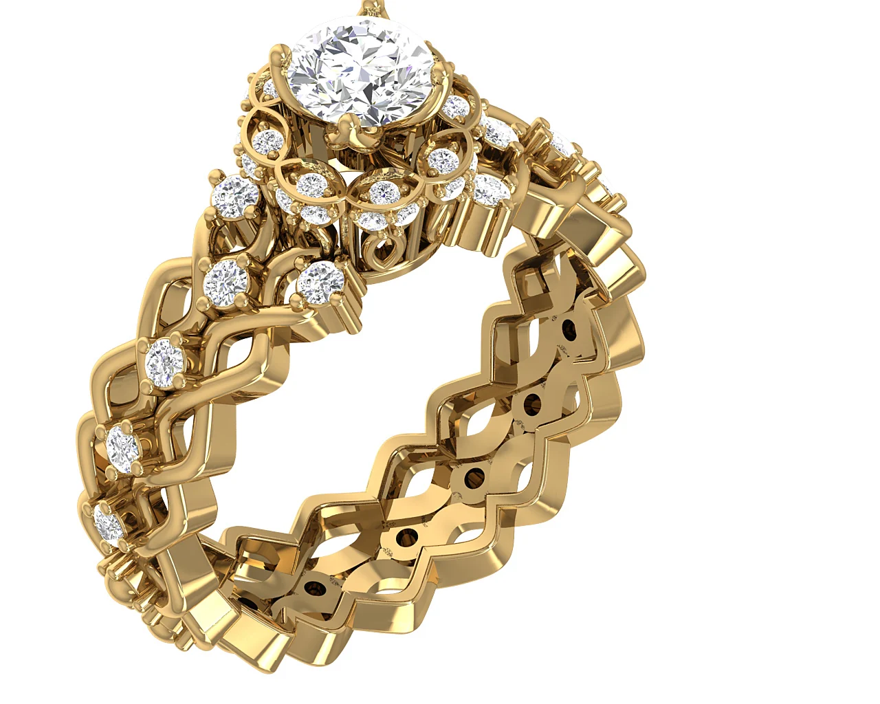 The Forrest Elegant Eternity Solitaire Diamond Engagement Ring 14k Solid Yellow Gold