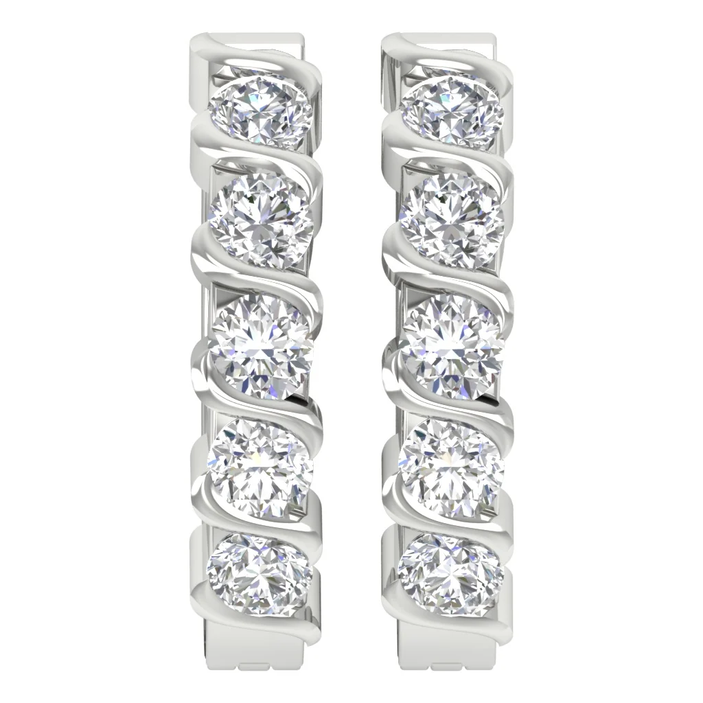 The Francisco 14K Solid Yellow Gold Natural Diamond Hoop Earring Bar Set - Image 5