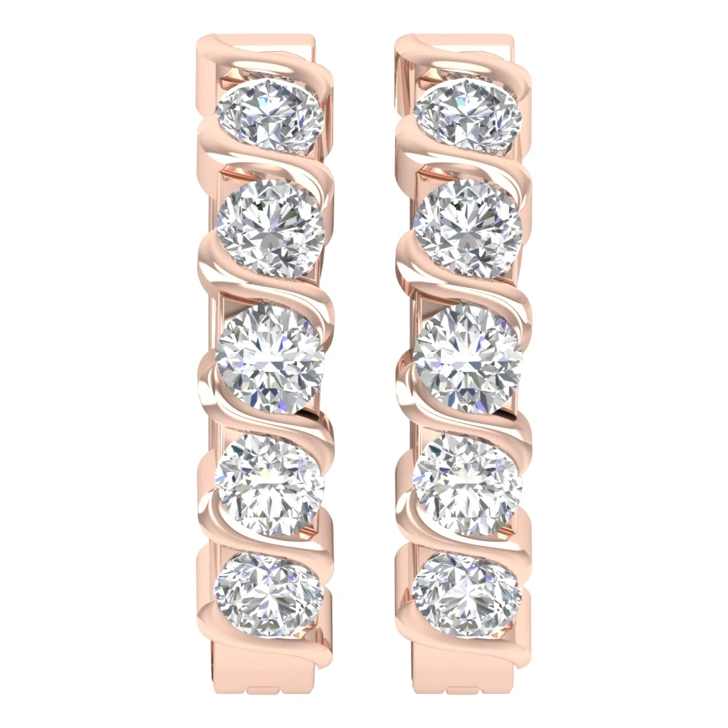 The Francisco 14K Solid Yellow Gold Natural Diamond Hoop Earring Bar Set - Image 6