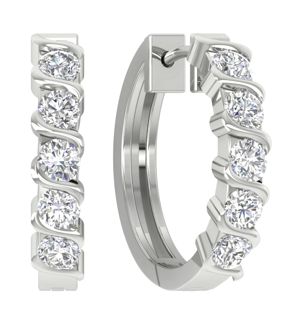 The Francisco 14K Solid Yellow Gold Natural Diamond Hoop Earring Bar Set - Image 8