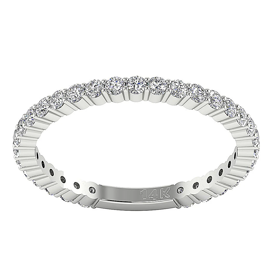 The Franco Round Brilliant Cut Diamond 14K White Gold Eternity Wedding Ring - Image 4