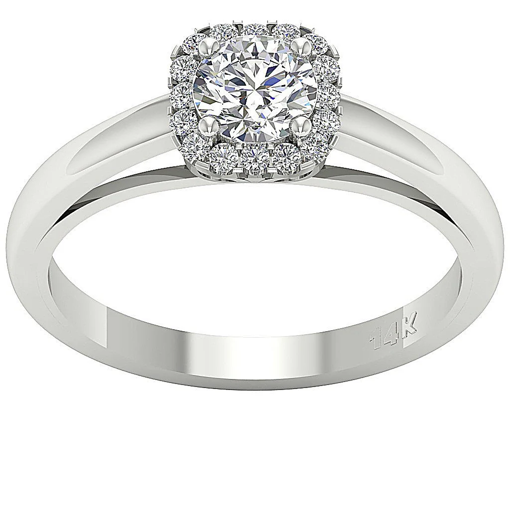 The Franklin Elegant Women's Natural Diamond Halo Engagement Ring 14K White Gold - Image 5