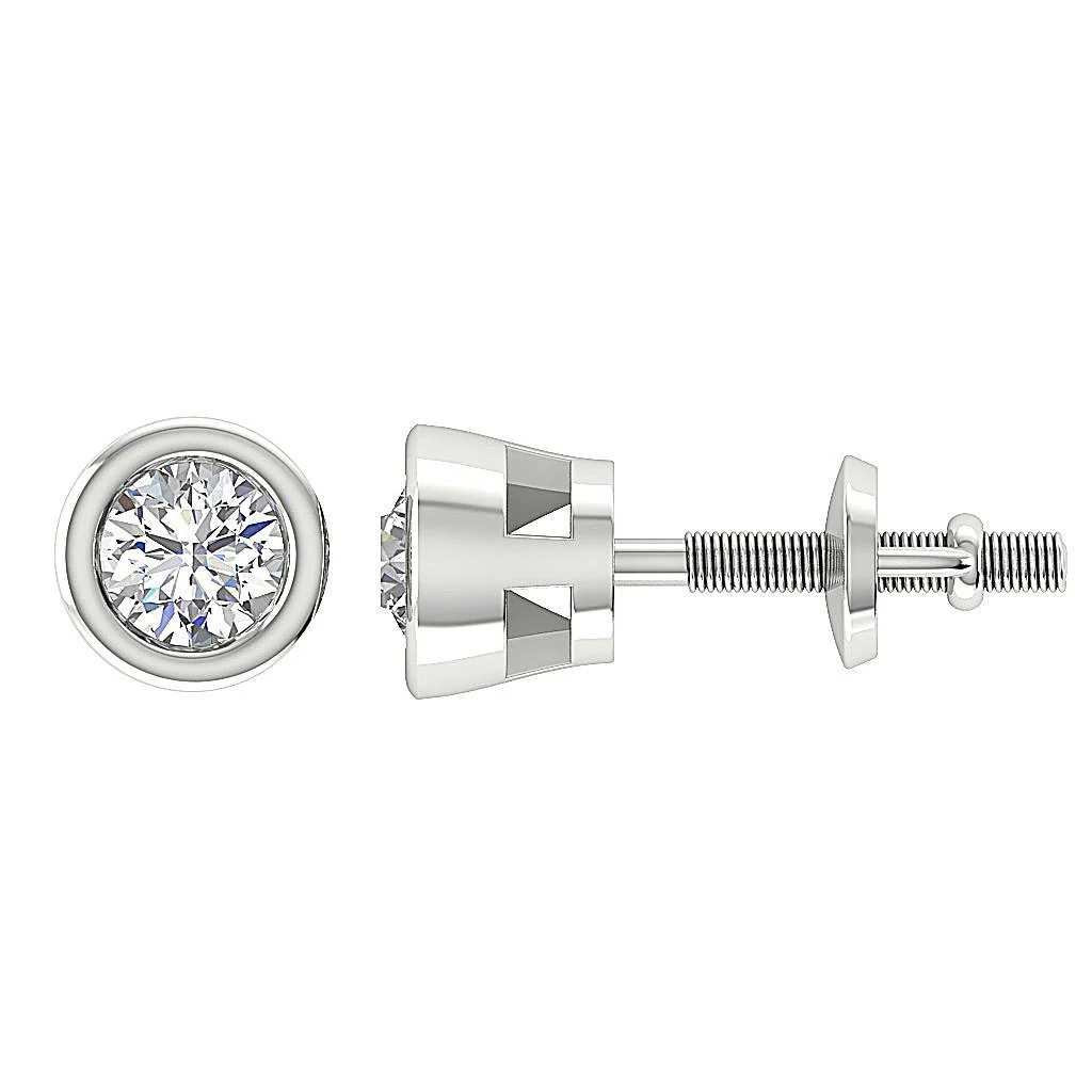 SI1 G 0.40Carat Handmade Natural Diamond Solitaire Studs Earring For Her 14K White Gold - Image 5