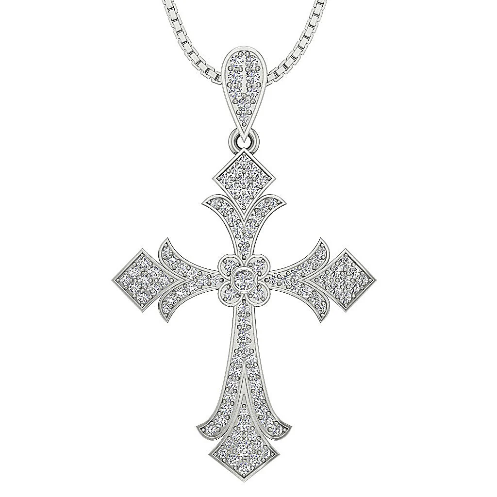 The Gabriel Designer Cross Pendant Natural Diamond 14K Solid White Gold