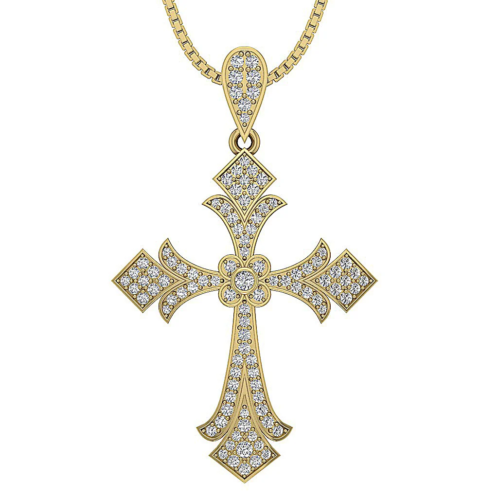 The Gabriel Designer Cross Pendant Natural Diamond 14K Solid White Gold - Image 2