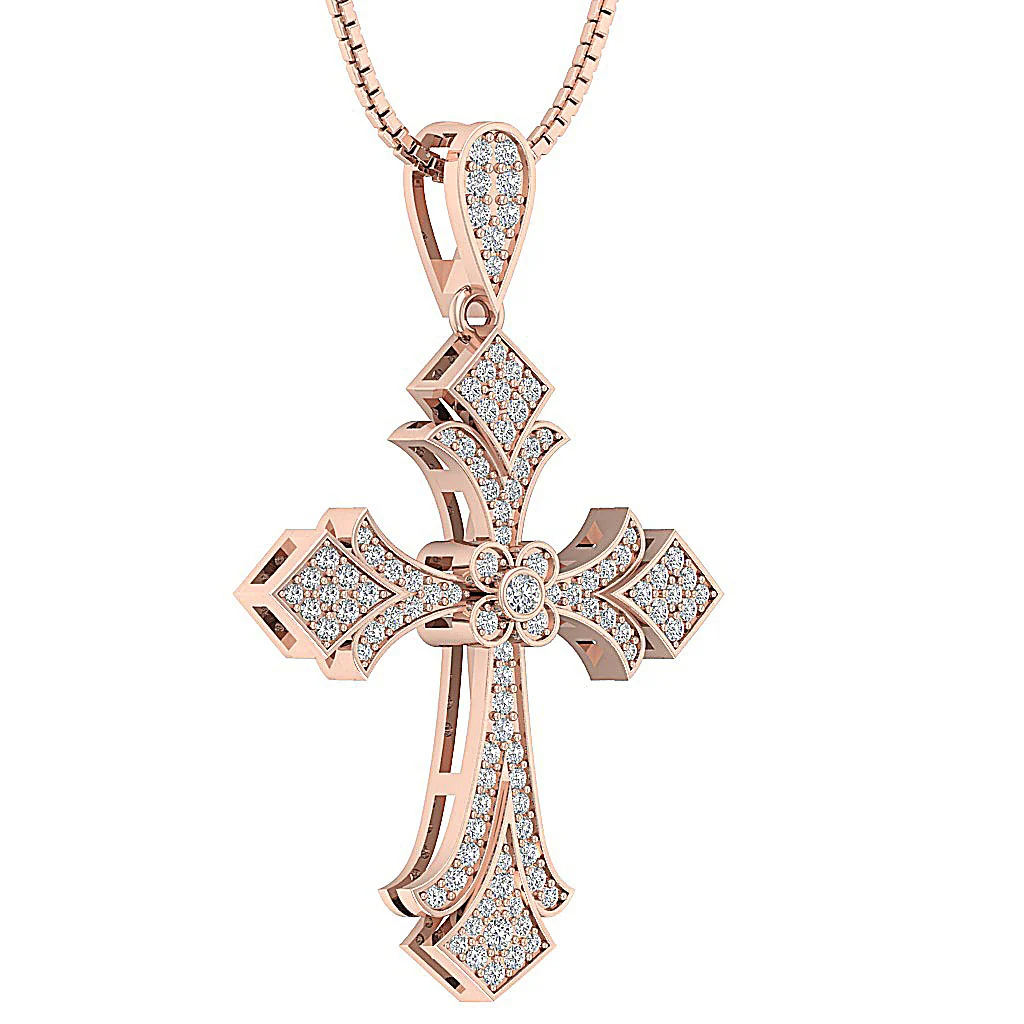 The Gabriel Designer Cross Pendant Natural Diamond 14K Solid White Gold - Image 6