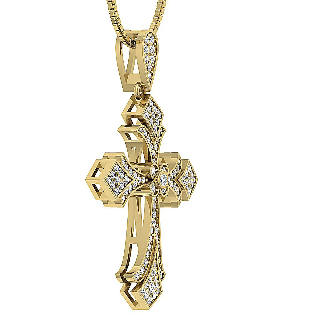 The Gabriel Designer Cross Pendant Natural Diamond 14K Solid White Gold - Image 8