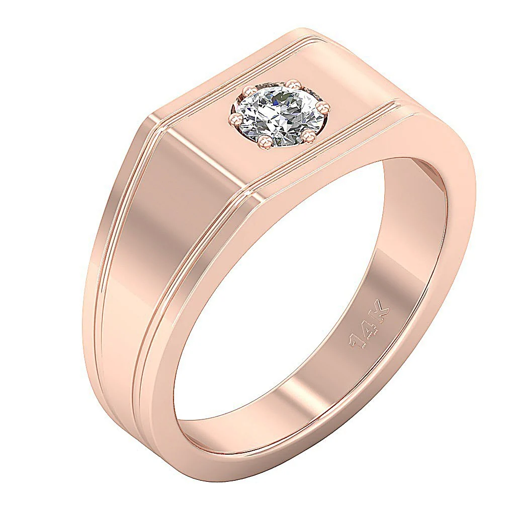 The Gabriella 14K Solid Gold Prong Set Men's Solitaire Wedding Ring Natural Diamond - Image 2