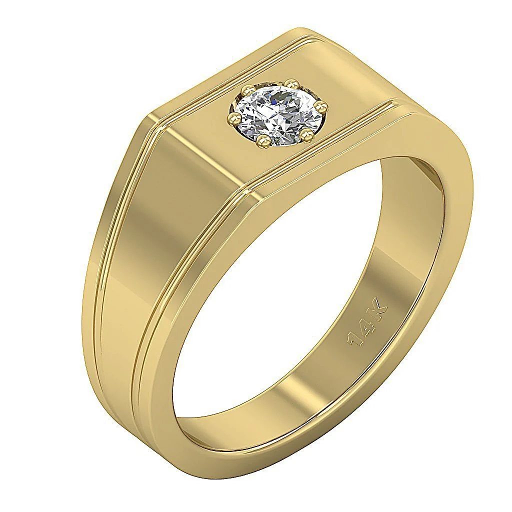 The Gabriella 14K Solid Gold Prong Set Men's Solitaire Wedding Ring Natural Diamond - Image 3