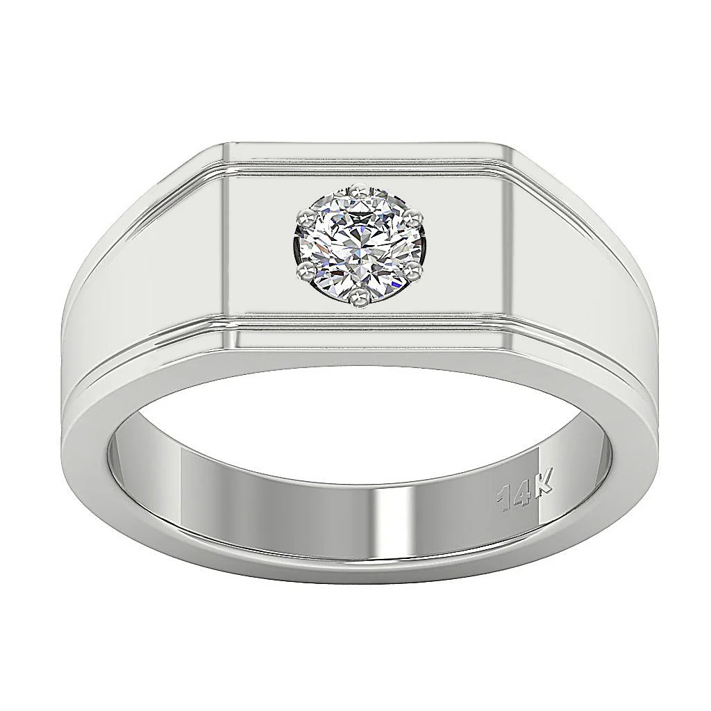 The Gabriella 14K Solid Gold Prong Set Men's Solitaire Wedding Ring Natural Diamond - Image 5