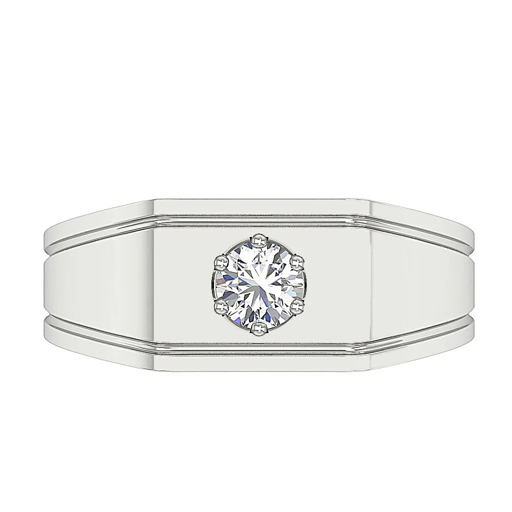 The Gabriella 14K Solid Gold Prong Set Men's Solitaire Wedding Ring Natural Diamond - Image 6