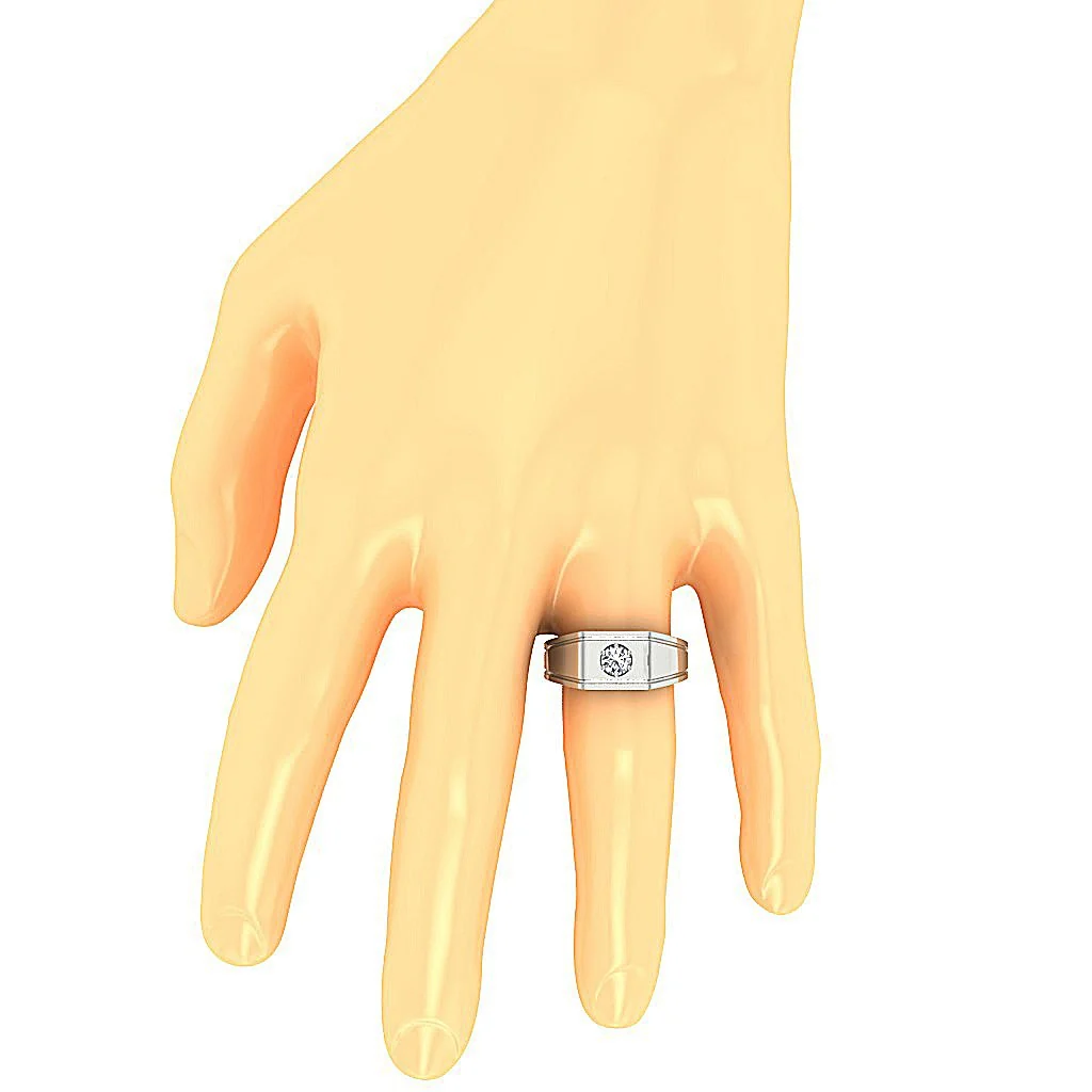 The Gabriella 14K Solid Gold Prong Set Men's Solitaire Wedding Ring Natural Diamond - Image 7