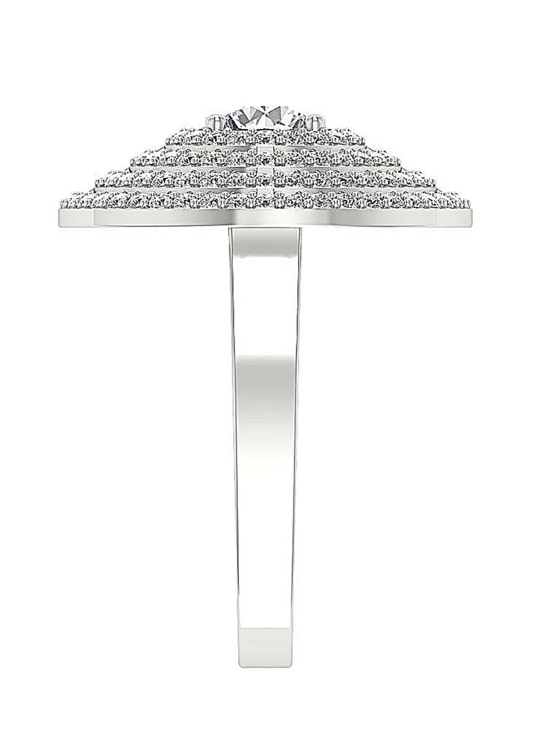 The Gage Four Row Halo Solitaire Round Cut Diamond Right Hand Ring For Her 14K Gold - Image 6