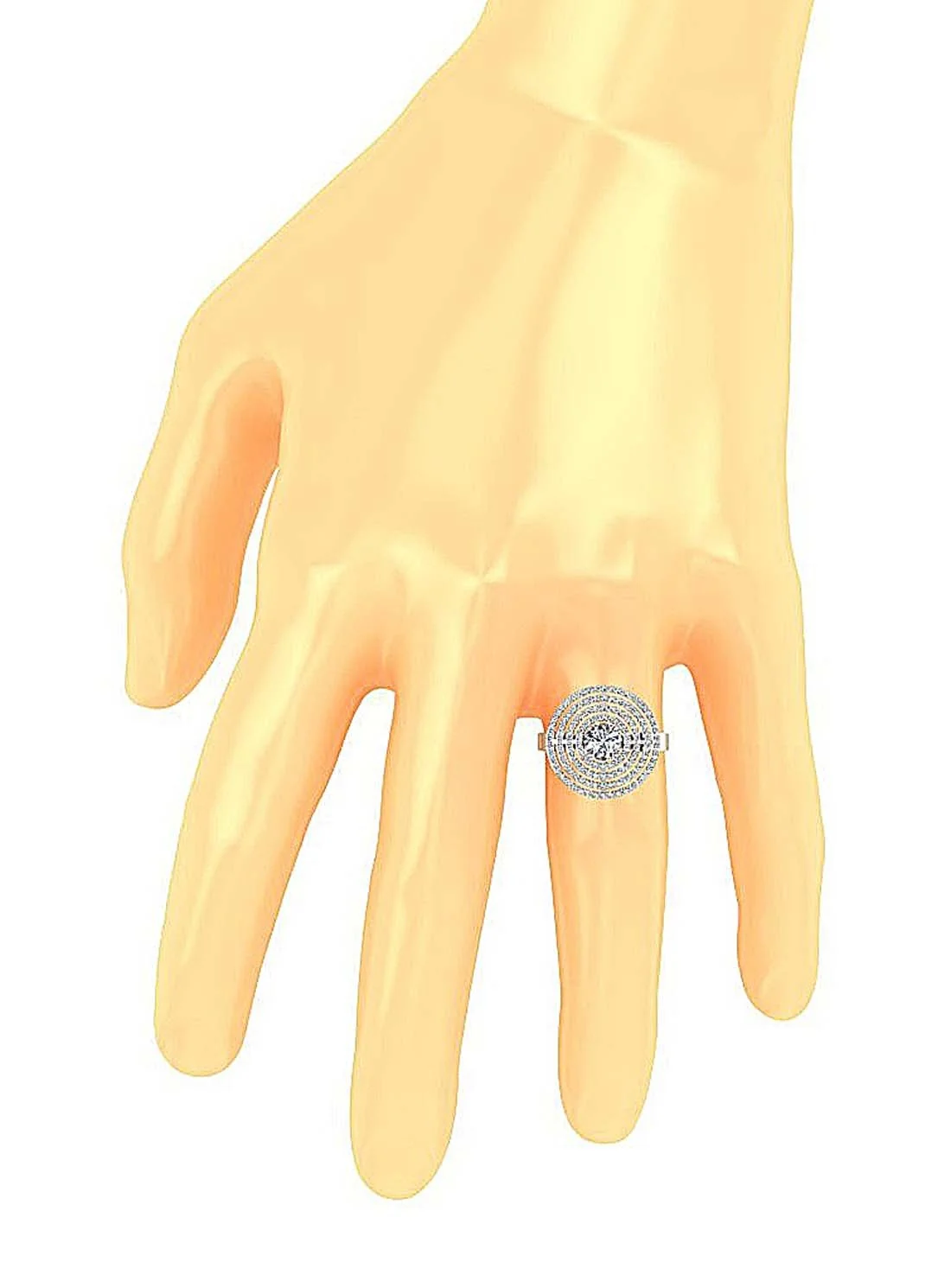 The Gage Four Row Halo Solitaire Round Cut Diamond Right Hand Ring For Her 14K Gold - Image 8