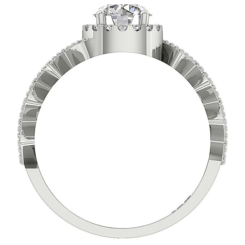 The Gary Zig Zag Halo Solitaire Round Cut Diamond Engagement Ring 14K Yellow Gold - Image 6