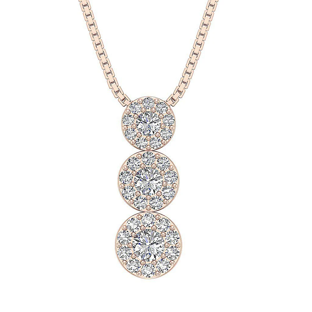 The Gavin Halo Circle Natural Diamond 14k Rose Gold Fashion Pendant Prong Set