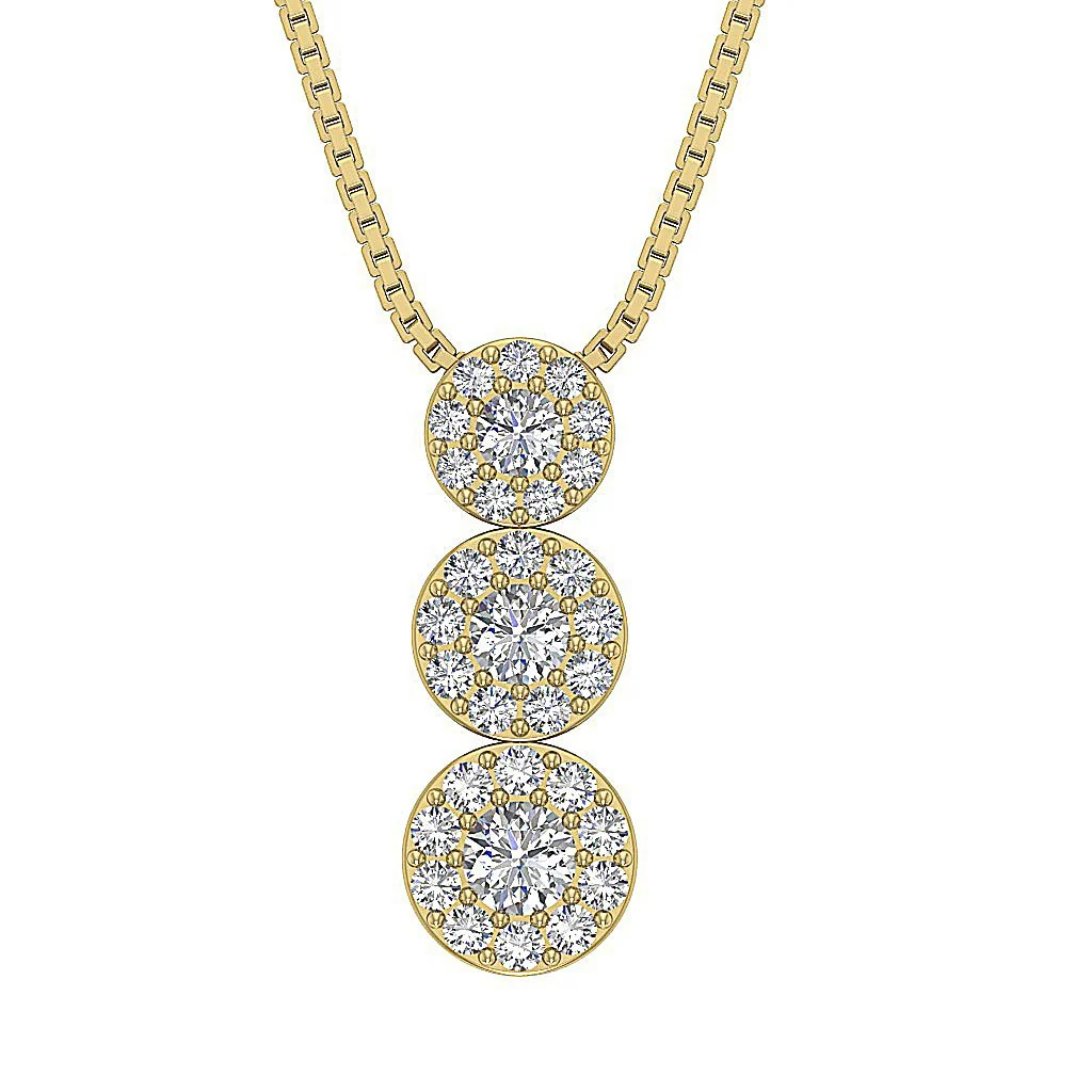 The Gavin Halo Circle Natural Diamond 14k Rose Gold Fashion Pendant Prong Set - Image 2